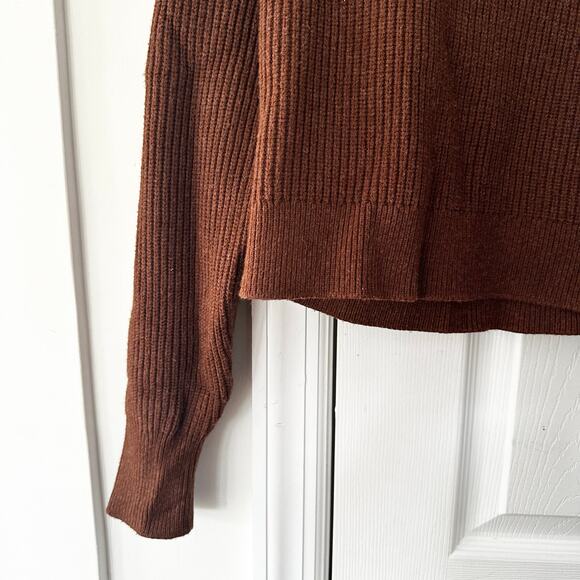 J. Crew Ribbed Mock Neck Turtleneck Sweater Stretch Yarn Brown BV348 Size Medium - Picture 4 of 10